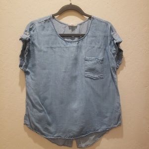Blue Short Sleeves Top
